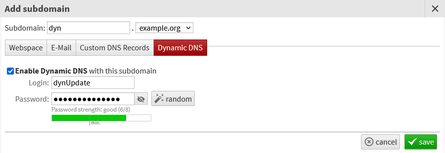 Dynamic DNS configuration